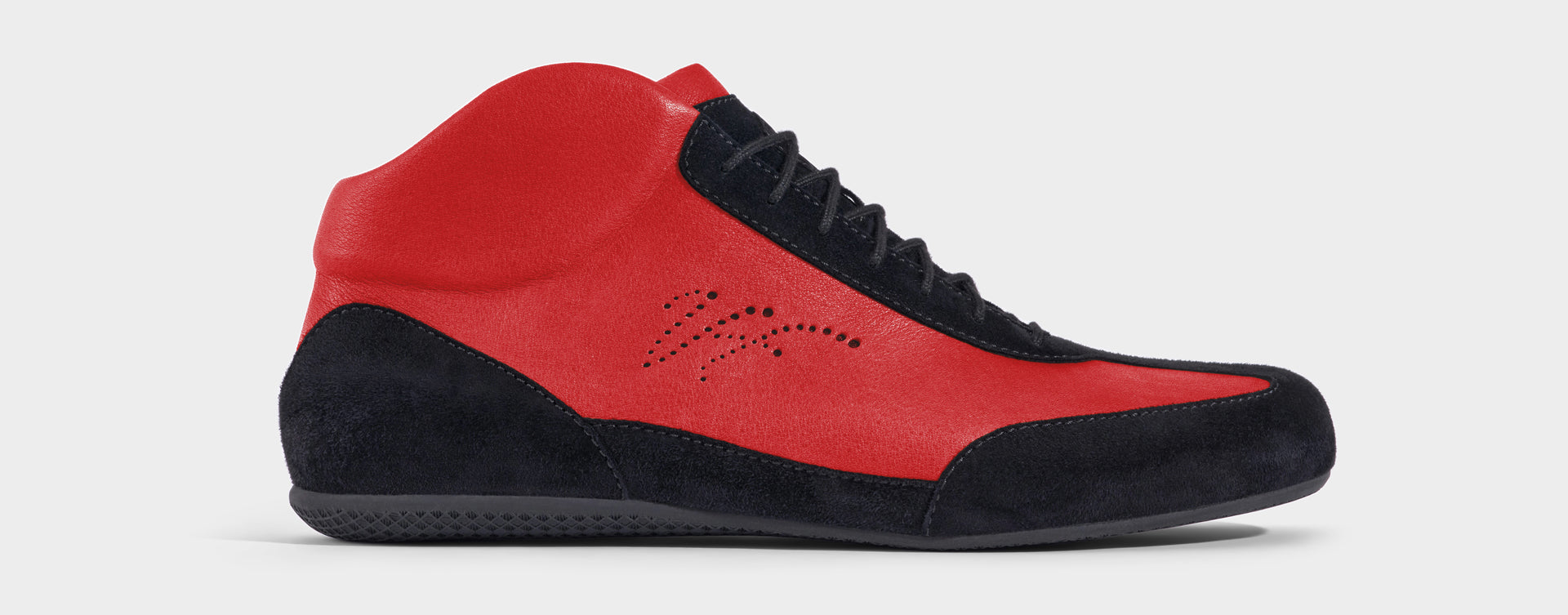 High-Top Sneaker VitalloFlex Puro RSR – rotes Nappaleder und schwarzes Rauleder, schwarze Sohle – Einzelansicht von der Seite