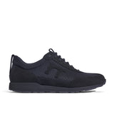 Laufschuh Runnertune Pace Black – schwarzes Waben-Textil und schwarzes Velour, schwarze Sohle – Einzelansicht von der Seite