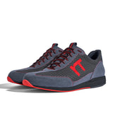 Laufschuh Runnertune Pace Colors – dunkelgraues Mesh und graues Velour, schwarze Sohle – Paaransicht schräg von vorn