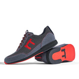 Laufschuh Runnertune Pace Colors – dunkelgraues Mesh und graues Velour, schwarze Sohle – Paaransicht mit Laufsohle