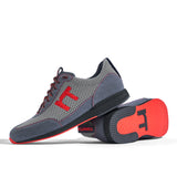 Laufschuh Runnertune Pace Colors – hellgraues Mesh und graues Velour, schwarze Sohle – Paaransicht mit Laufsohle
