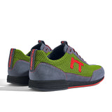 Laufschuh Runnertune Pace Colors – hellgrünes Mesh und graues Velour, schwarze Sohle – Paaransicht schräg von hinten