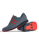 Laufschuh Runnertune Pace Colors – petrolfarbenes Mesh und graues Velour, schwarze Sohle – Paaransicht mit Laufsohle