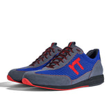 Laufschuh Runnertune Pace Colors – royalblaues Mesh und graues Velour, schwarze Sohle – Paaransicht schräg von vorn