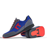 Laufschuh Runnertune Pace Colors – royalblaues Mesh und graues Velour, schwarze Sohle – Paaransicht mit Laufsohle