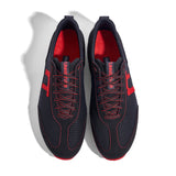 Laufschuh Runnertune Pace Original – schwarzes Waben-Textil und schwarzes Velour, schwarze Sohle – Paaransicht von oben