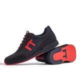 Laufschuh Runnertune Pace Original – schwarzes Waben-Textil und schwarzes Velour, schwarze Sohle – Paaransicht mit Laufsohle