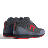 High-Top Laufschuh Runnertune X-Pace Colors – dunkelgraues Mesh und graues Velour, schwarze Sohle – Paaransicht schräg von hinten