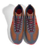 High-Top Laufschuh Runnertune X-Pace Colors – orangebraunes Mesh und graues Velour, schwarze Sohle – Paaransicht von oben