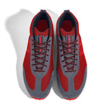 High-Top Laufschuh Runnertune X-Pace Colors – rotes Mesh und graues Velour, schwarze Sohle – Paaransicht von oben
