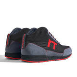 High-Top Laufschuh Runnertune X-Pace Colors – schwarzes Mesh und graues Velour, schwarze Sohle – Paaransicht schräg von hinten