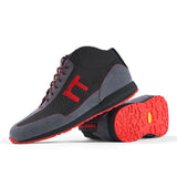 High-Top Laufschuh Runnertune X-Pace Colors – schwarzes Mesh und graues Velour, schwarze Sohle – Paaransicht mit Laufsohle