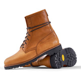 Schnür-Boot VitalloFlex Lacer – karamellfarbenes Pull-Up-Leder, schwarze Sohle – Paaransicht mit Laufsohle