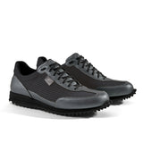 Golfschuh VitalloFlex Pro Hybrid – dunkelgraues Pepita-Textil und graues Carbon, schwarze Sohle – Paaransicht schräg von vorn