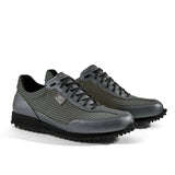 Golfschuh VitalloFlex Pro Hybrid – graues Pepita-Textil und graues Carbon, schwarze Sohle – Paaransicht schräg von vorn