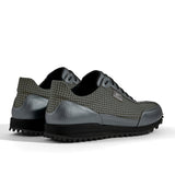 Golfschuh VitalloFlex Pro Hybrid – graues Pepita-Textil und graues Carbon, schwarze Sohle – Paaransicht schräg von hinten