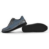 Golfschuh VitalloFlex Pro Hybrid – hellblaues Pepita-Textil und graues Carbon, schwarze Sohle – Paaransicht mit Laufsohle