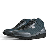 High-Top Golfschuh VitalloFlex Pro Hybrid HT – blaues Pepita-Textil und graues Carbon, schwarze Sohle – Paaransicht schräg von vorn