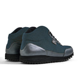 High-Top Golfschuh VitalloFlex Pro Hybrid HT – blaues Pepita-Textil und graues Carbon, schwarze Sohle – Paaransicht schräg von hinten
