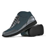 High-Top Golfschuh VitalloFlex Pro Hybrid HT – blaues Pepita-Textil und graues Carbon, schwarze Sohle – Paaransicht mit Laufsohle