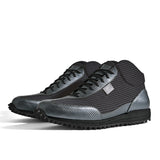 High-Top Golfschuh VitalloFlex Pro Hybrid HT – dunkelgraues Pepita-Textil und graues Carbon, schwarze Sohle – Paaransicht schräg von vorn