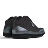 High-Top Golfschuh VitalloFlex Pro Hybrid HT – dunkelgraues Pepita-Textil und graues Carbon, schwarze Sohle – Paaransicht schräg von hinten