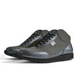 High-Top Golfschuh VitalloFlex Pro Hybrid HT – graues Pepita-Textil und graues Carbon, schwarze Sohle – Paaransicht schräg von vorn