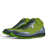 High-Top Golfschuh VitalloFlex Pro Hybrid HT – hellgrünes Pepita-Textil und graues Carbon, schwarze Sohle – Paaransicht schräg von vorn
