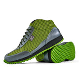 High-Top Golfschuh VitalloFlex Pro Hybrid HT – hellgrünes Pepita-Textil und graues Carbon, schwarze Sohle – Paaransicht mit Laufsohle