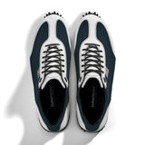 Golfschuh VitalloFlex Pro Hybrid – dunkelblaues Pepita-Textil und weißes Carbon, schwarze Sohle – Paaransicht von oben