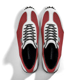 Golfschuh VitalloFlex Pro Hybrid – rotes Pepita-Textil und weißes Carbon, schwarze Sohle – Paaransicht von oben