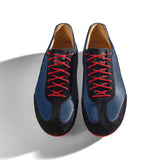 Sneaker VitalloFlex Puro RS – blaues Nappaleder und schwarzes Rauleder, rote Sohle – Paaransicht von oben
