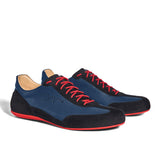 Sneaker VitalloFlex Puro RS – blaues Nappaleder und schwarzes Rauleder, rote Sohle – Paaransicht schräg von vorn