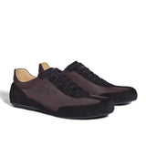 Sneaker VitalloFlex Puro RS – dunkelbraunes Nappaleder und schwarzes Rauleder, schwarze Sohle – Paaransicht schräg von vorn