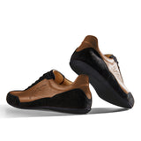 Sneaker VitalloFlex Puro RS – hellbraunes Nappaleder und schwarzes Rauleder, schwarze Sohle – Paaransicht mit Laufsohle