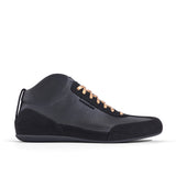 High-Top Sneaker VitalloFlex Puro RSR BLACK X GOLD – schwarzes Carbon und schwarzes Velour, schwarze Sohle – Einzelansicht von der Seite