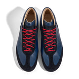 High-Top Sneaker VitalloFlex Puro RSR – blaues Nappaleder und schwarzes Rauleder, rote Sohle – Paaransicht von oben