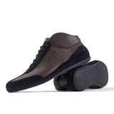 High-Top Sneaker VitalloFlex Puro RSR – dunkelbraunes Nappaleder und schwarzes Rauleder, schwarze Sohle – Paaransicht mit Laufsohle