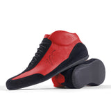 High-Top Sneaker VitalloFlex Puro RSR – rotes Nappaleder und schwarzes Rauleder, schwarze Sohle – Paaransicht mit Laufsohle