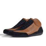 High-Top Sneaker VitalloFlex Puro RSR – hellbraunes Nappaleder und schwarzes Rauleder, schwarze Sohle – Paaransicht schräg von vorn