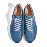 Sneaker VitalloFlex Puro S – blaues, perforiertes und glattes Anilinleder, weiße Sohle – Paaransicht von oben