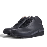 High-Top Sneaker VitalloFlex Puro S-HT – schwarzes, perforiertes und glattes Anilinleder, schwarze Sohle – Paaransicht schräg von vorn