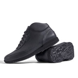 High-Top Sneaker VitalloFlex Puro S-HT – schwarzes, perforiertes und glattes Anilinleder, schwarze Sohle – Paaransicht mit Laufsohle