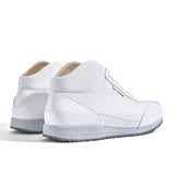 High-Top Sneaker VitalloFlex Puro S-HT – weißes, perforiertes und glattes Anilinleder, hellgraue Sohle – Paaransicht schräg von hinten