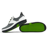 Golfschuh VitalloFlex Quantum Stinger – graues Mesh und weißes Carbon, schwarze Sohle – Paaransicht mit Laufsohle
