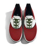 Golfschuh VitalloFlex Quantum Stinger – rotes Mesh und weißes Carbon, schwarze Sohle – Paaransicht von oben
