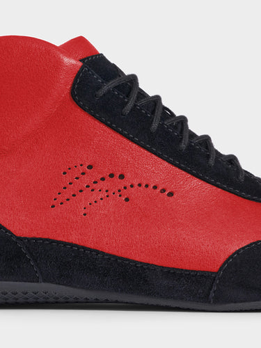 High-Top Sneaker VitalloFlex Puro RSR – rotes Nappaleder und schwarzes Rauleder, schwarze Sohle – Einzelansicht von der Seite