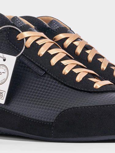 High-Top Sneaker VitalloFlex Puro RSR BLACK X GOLD – schwarzes Carbon und schwarzes Velour, schwarze Sohle – Paaransicht schräg von vorn