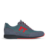 Laufschuh Runnertune Pace Colors – petrolfarbenes Mesh und graues Velour, schwarze Sohle – Einzelansicht von der Seite