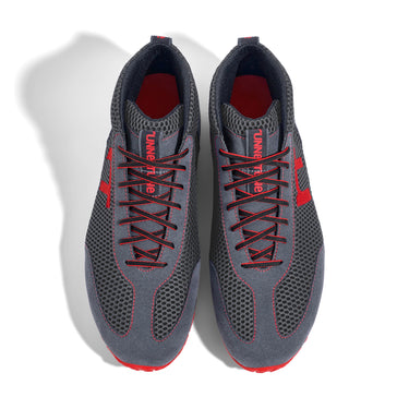 High-Top Laufschuh Runnertune X-Pace Colors – dunkelgraues Mesh und graues Velour, schwarze Sohle – Paaransicht von oben